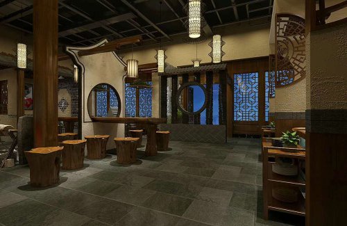 郑州古典园林中式茶楼设计